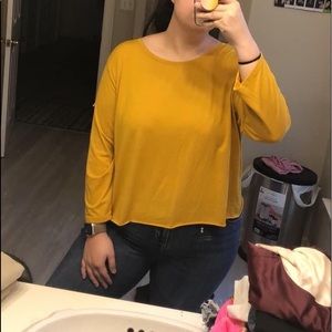 Long sleeve yellow slightly cropped top